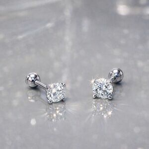 Moissanite stud earrings screw ball backs poke free EM012-0.2-9mm